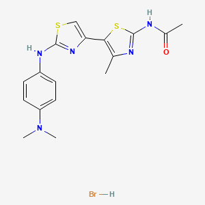 molecular formula C17H20BrN5OS2 B1658066 N-[5-[2-[4-(dimethylamino)anilino]-1,3-thiazol-4-yl]-4-methyl-1,3-thiazol-2-yl]acetamide;hydrobromide CAS No. 5935-93-3
