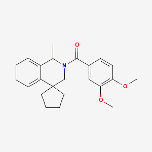 molecular formula C23H27NO3 B1658068 (3,4-Dimethoxyphenyl)-(1-methylspiro[1,3-dihydroisoquinoline-4,1'-cyclopentane]-2-yl)methanone CAS No. 5936-55-0