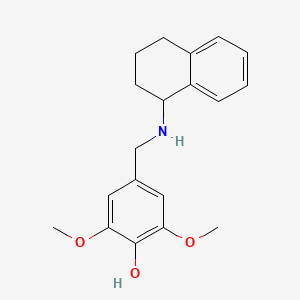 molecular formula C19H23NO3 B1658072 2,6-Dimethoxy-4-{[(1,2,3,4-tetrahydronaphthalen-1-yl)amino]methyl}phenol CAS No. 5941-70-8