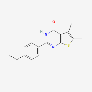 molecular formula C17H18N2OS B1658084 5,6-dimethyl-2-(4-propan-2-ylphenyl)-3H-thieno[2,3-d]pyrimidin-4-one CAS No. 5951-07-5