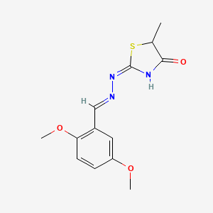 molecular formula C13H15N3O3S B1658085 (2E)-2-[(E)-(2,5-Dimethoxyphenyl)methylidenehydrazinylidene]-5-methyl-1,3-thiazolidin-4-one CAS No. 5951-21-3