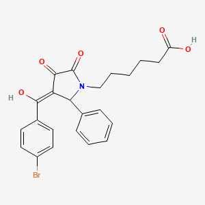 6-[(4Z)-4-[(4-bromophenyl)-hydroxymethylidene]-2,3-dioxo-5-phenylpyrrolidin-1-yl]hexanoic acid
