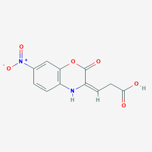 molecular formula C11H8N2O6 B1658138 (3E)-3-(7-nitro-2-oxo-4H-1,4-benzoxazin-3-ylidene)propanoic acid CAS No. 5974-80-1