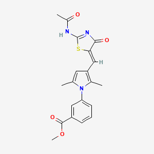 molecular formula C20H19N3O4S B1658141 methyl 3-[3-[(Z)-(2-acetamido-4-oxo-1,3-thiazol-5-ylidene)methyl]-2,5-dimethylpyrrol-1-yl]benzoate CAS No. 5975-90-6