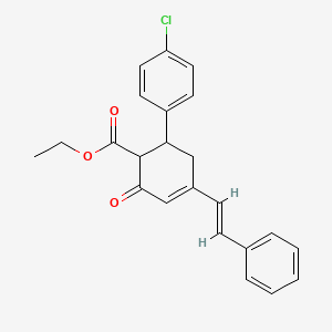 molecular formula C23H21ClO3 B1658145 ethyl 6-(4-chlorophenyl)-2-oxo-4-[(E)-2-phenylethenyl]cyclohex-3-ene-1-carboxylate CAS No. 5977-83-3