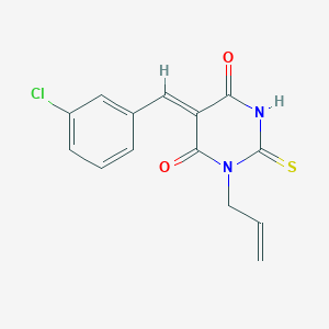 molecular formula C14H11ClN2O2S B1658154 (5Z)-5-[(3-chlorophenyl)methylidene]-1-prop-2-enyl-2-sulfanylidene-1,3-diazinane-4,6-dione CAS No. 5981-88-4