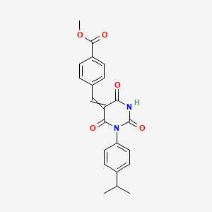 molecular formula C22H20N2O5 B1658162 methyl 4-[(Z)-[2,4,6-trioxo-1-(4-propan-2-ylphenyl)-1,3-diazinan-5-ylidene]methyl]benzoate CAS No. 5985-57-9