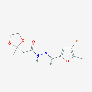 N-[(4-Bromo-5-methyl-2-furyl)methylideneamino]-2-(2-methyl-1,3-dioxolan-2-YL)acetamide