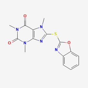 molecular formula C15H13N5O3S B1658177 8-(1,3-Benzoxazol-2-ylsulfanyl)-1,3,7-trimethylpurine-2,6-dione CAS No. 5998-22-1