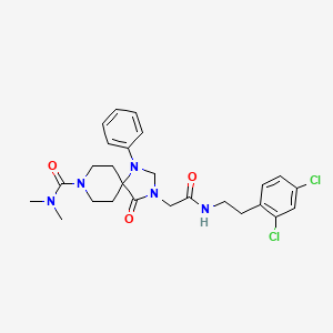 B1658179 3-[2-[2-(2,4-dichlorophenyl)ethylamino]-2-oxoethyl]-N,N-dimethyl-4-oxo-1-phenyl-1,3,8-triazaspiro[4.5]decane-8-carboxamide CAS No. 5998-93-6