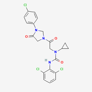 1-[2-[3-(4-Chlorophenyl)-4-oxoimidazolidin-1-yl]-2-oxoethyl]-1-cyclopropyl-3-(2,6-dichlorophenyl)urea