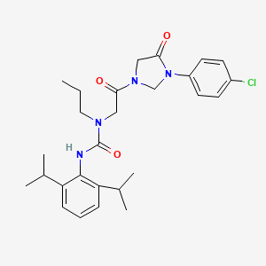 molecular formula C27H35ClN4O3 B1658183 1-[2-[3-(4-Chlorophenyl)-4-oxoimidazolidin-1-yl]-2-oxoethyl]-3-[2,6-di(propan-2-yl)phenyl]-1-propylurea CAS No. 5999-88-2