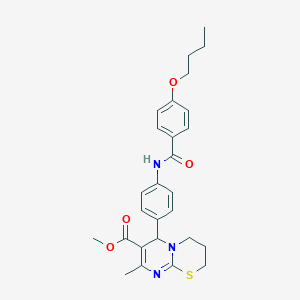 molecular formula C27H31N3O4S B1658190 Methyl 6-[4-[(4-butoxybenzoyl)amino]phenyl]-8-methyl-2,3,4,6-tetrahydropyrimido[2,1-b][1,3]thiazine-7-carboxylate CAS No. 6000-24-4