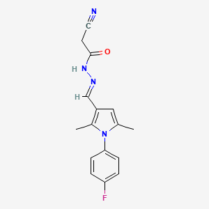 molecular formula C16H15FN4O B1658192 2-cyano-N-[(E)-[1-(4-fluorophenyl)-2,5-dimethylpyrrol-3-yl]methylideneamino]acetamide CAS No. 6001-29-2