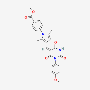 methyl 4-[3-[(E)-[1-(4-methoxyphenyl)-2,4,6-trioxo-1,3-diazinan-5-ylidene]methyl]-2,5-dimethylpyrrol-1-yl]benzoate