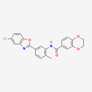 molecular formula C23H17ClN2O4 B1658200 N-[5-(5-chloro-1,3-benzoxazol-2-yl)-2-methylphenyl]-2,3-dihydro-1,4-benzodioxine-6-carboxamide CAS No. 6004-30-4
