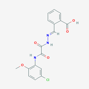 molecular formula C17H14ClN3O5 B1658201 2-[(E)-(2-{[(5-chloro-2-methoxyphenyl)amino](oxo)acetyl}hydrazinylidene)methyl]benzoic acid CAS No. 6004-90-6