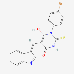 1-(4-Bromophenyl)-6-hydroxy-5-[(Z)-indol-3-ylidenemethyl]-2-sulfanylidenepyrimidin-4-one