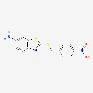 molecular formula C14H11N3O2S2 B1658215 2-{[(4-Nitrophenyl)methyl]sulfanyl}-1,3-benzothiazol-6-amine CAS No. 6010-55-5