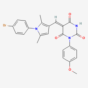 (5Z)-5-[[1-(4-bromophenyl)-2,5-dimethylpyrrol-3-yl]methylidene]-1-(4-methoxyphenyl)-1,3-diazinane-2,4,6-trione