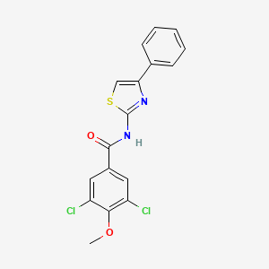 molecular formula C17H12Cl2N2O2S B1658225 3,5-dichloro-4-methoxy-N-(4-phenyl-1,3-thiazol-2-yl)benzamide CAS No. 6016-01-9