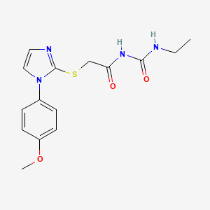molecular formula C15H18N4O3S B1658232 N-((Ethylamino)carbonyl)-2-((1-(4-methoxyphenyl)-1H-imidazol-2-yl)thio)acetamide CAS No. 60176-44-5