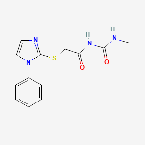 molecular formula C13H14N4O2S B1658234 1-Methyl-3-((1-phenylimidazol-2-ylthio)acetyl)urea CAS No. 60176-58-1