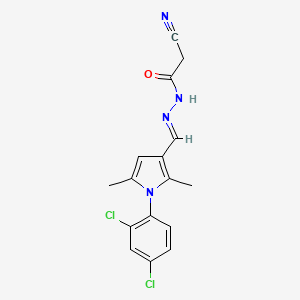 2-cyano-N-[(E)-[1-(2,4-dichlorophenyl)-2,5-dimethylpyrrol-3-yl]methylideneamino]acetamide