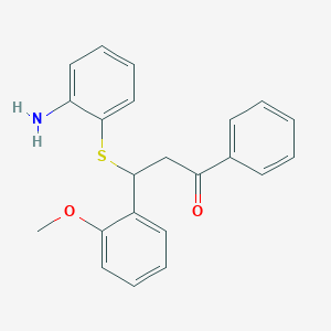 molecular formula C22H21NO2S B1658252 3-[(2-Aminophenyl)sulfanyl]-3-(2-methoxyphenyl)-1-phenylpropan-1-one CAS No. 60246-73-3