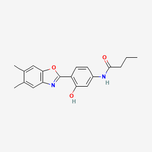 N-[(4E)-4-(5,6-dimethyl-3H-1,3-benzoxazol-2-ylidene)-3-oxocyclohexa-1,5-dien-1-yl]butanamide