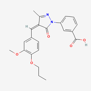 3-[(4Z)-4-[(3-methoxy-4-propoxyphenyl)methylidene]-3-methyl-5-oxopyrazol-1-yl]benzoic acid