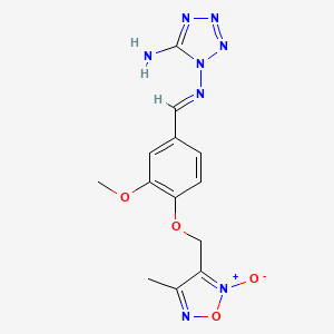 1-[(E)-[3-methoxy-4-[(4-methyl-2-oxido-1,2,5-oxadiazol-2-ium-3-yl)methoxy]phenyl]methylideneamino]tetrazol-5-amine