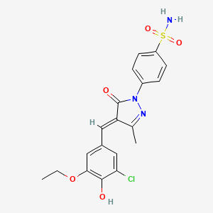 4-[(4E)-4-[(3-Chloro-5-ethoxy-4-hydroxyphenyl)methylidene]-3-methyl-5-oxopyrazol-1-yl]benzenesulfonamide