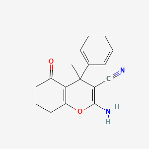 molecular formula C17H16N2O2 B1658293 2-amino-4-methyl-5-oxo-4-phenyl-7,8-dihydro-6H-chromene-3-carbonitrile CAS No. 6037-76-9