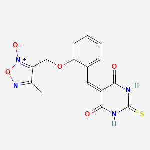 molecular formula C15H12N4O5S B1658299 5-[[2-[(4-Methyl-2-oxido-1,2,5-oxadiazol-2-ium-3-yl)methoxy]phenyl]methylidene]-2-sulfanylidene-1,3-diazinane-4,6-dione CAS No. 6040-38-6