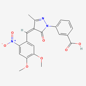 3-[(4Z)-4-[(4,5-dimethoxy-2-nitrophenyl)methylidene]-3-methyl-5-oxopyrazol-1-yl]benzoic acid