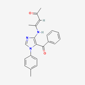 molecular formula C22H21N3O2 B1658305 (E)-4-[[5-benzoyl-1-(4-methylphenyl)imidazol-4-yl]amino]pent-3-en-2-one CAS No. 6042-58-6