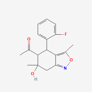 1-[4-(2-fluorophenyl)-6-hydroxy-3,6-dimethyl-5,7-dihydro-4H-2,1-benzoxazol-5-yl]ethanone