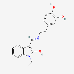 molecular formula C19H20N2O3 B1658327 4-[2-[(1-Ethyl-2-hydroxyindol-3-yl)methylideneamino]ethyl]benzene-1,2-diol CAS No. 6050-82-4
