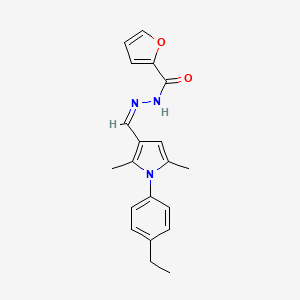 molecular formula C20H21N3O2 B1658334 N-[(Z)-[1-(4-ethylphenyl)-2,5-dimethylpyrrol-3-yl]methylideneamino]furan-2-carboxamide CAS No. 6054-32-6