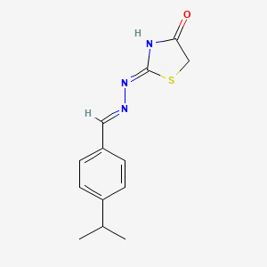 molecular formula C13H15N3OS B1658343 (2Z)-2-[(E)-(4-Propan-2-ylphenyl)methylidenehydrazinylidene]-1,3-thiazolidin-4-one CAS No. 6056-46-8