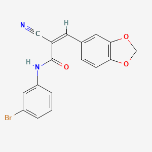 molecular formula C17H11BrN2O3 B1658346 (Z)-3-(1,3-benzodioxol-5-yl)-N-(3-bromophenyl)-2-cyanoprop-2-enamide CAS No. 6057-36-9