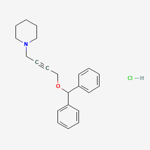 molecular formula C22H26ClNO B1658359 Piperidine, 1-(4-(diphenylmethoxy)-2-butynyl)-, hydrochloride CAS No. 6062-17-5