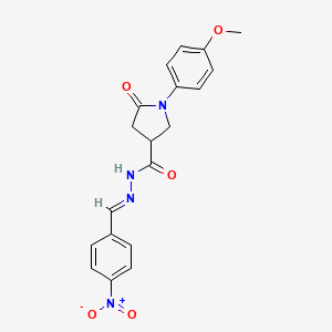 molecular formula C19H18N4O5 B1658363 1-(4-methoxyphenyl)-N'-[(E)-(4-nitrophenyl)methylidene]-5-oxopyrrolidine-3-carbohydrazide CAS No. 6063-69-0