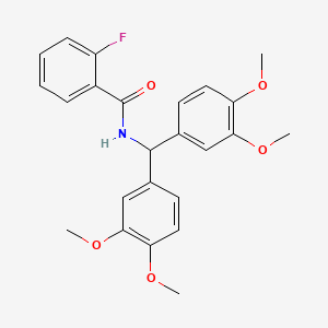 molecular formula C24H24FNO5 B1658364 N-[bis(3,4-dimethoxyphenyl)methyl]-2-fluorobenzamide CAS No. 6063-95-2