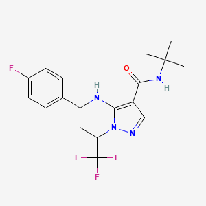 molecular formula C18H20F4N4O B1658370 N-Tert-butyl-5-(4-fluorophenyl)-7-(trifluoromethyl)-4,5,6,7-tetrahydropyrazolo[1,5-a]pyrimidine-3-carboxamide CAS No. 6066-27-9