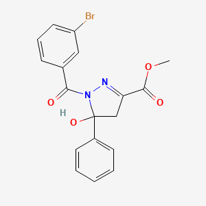 molecular formula C18H15BrN2O4 B1658371 methyl 1-(3-bromobenzoyl)-5-hydroxy-5-phenyl-4H-pyrazole-3-carboxylate CAS No. 6067-94-3