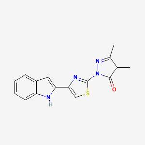 molecular formula C16H14N4OS B1658377 2-[4-(1H-indol-2-yl)-1,3-thiazol-2-yl]-4,5-dimethyl-4H-pyrazol-3-one CAS No. 6072-73-7