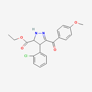 ethyl 4-(2-chlorophenyl)-3-(4-methoxybenzoyl)-4,5-dihydro-1H-pyrazole-5-carboxylate