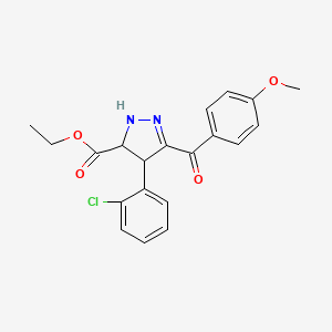 molecular formula C20H19ClN2O4 B1658382 ethyl 4-(2-chlorophenyl)-3-(4-methoxybenzoyl)-4,5-dihydro-1H-pyrazole-5-carboxylate CAS No. 6074-11-9